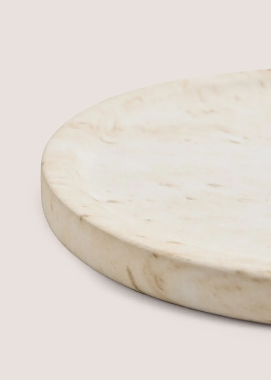 White Marble Effect Candle Plate