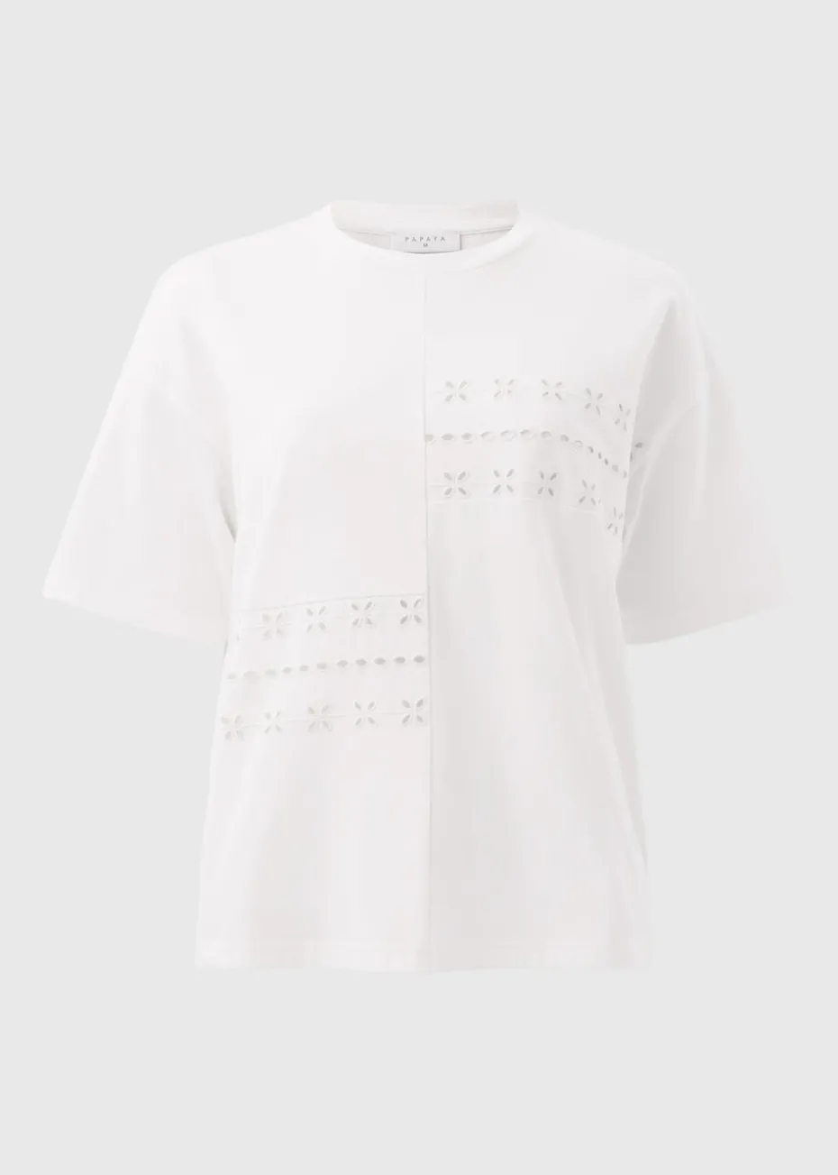 White Patchwork Broderie T-Shirt