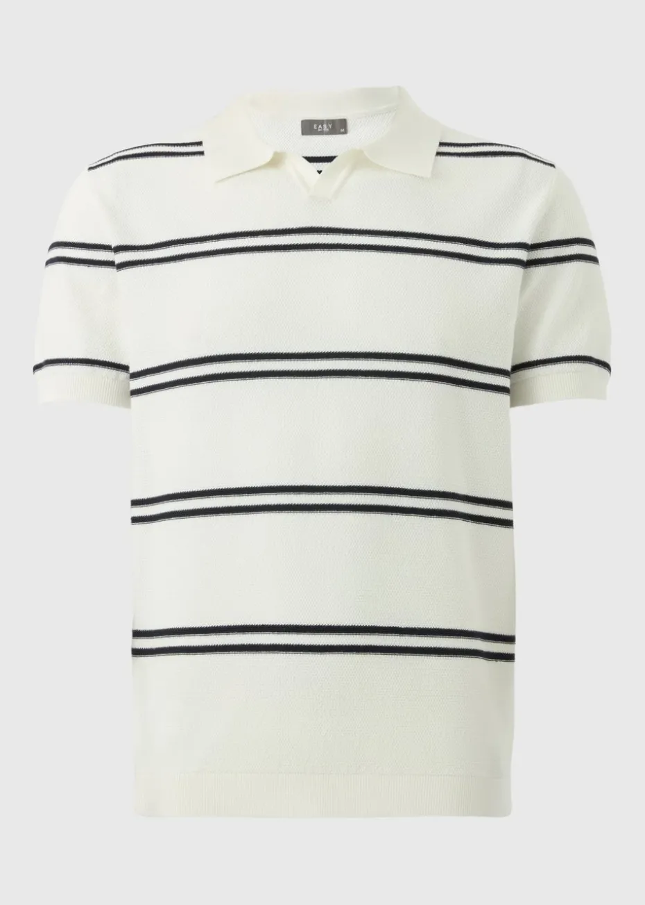 White Reverse Stripe Polo Shirt