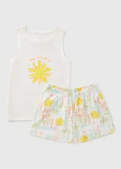 White Solice Vest & Shorts Pyjama Set