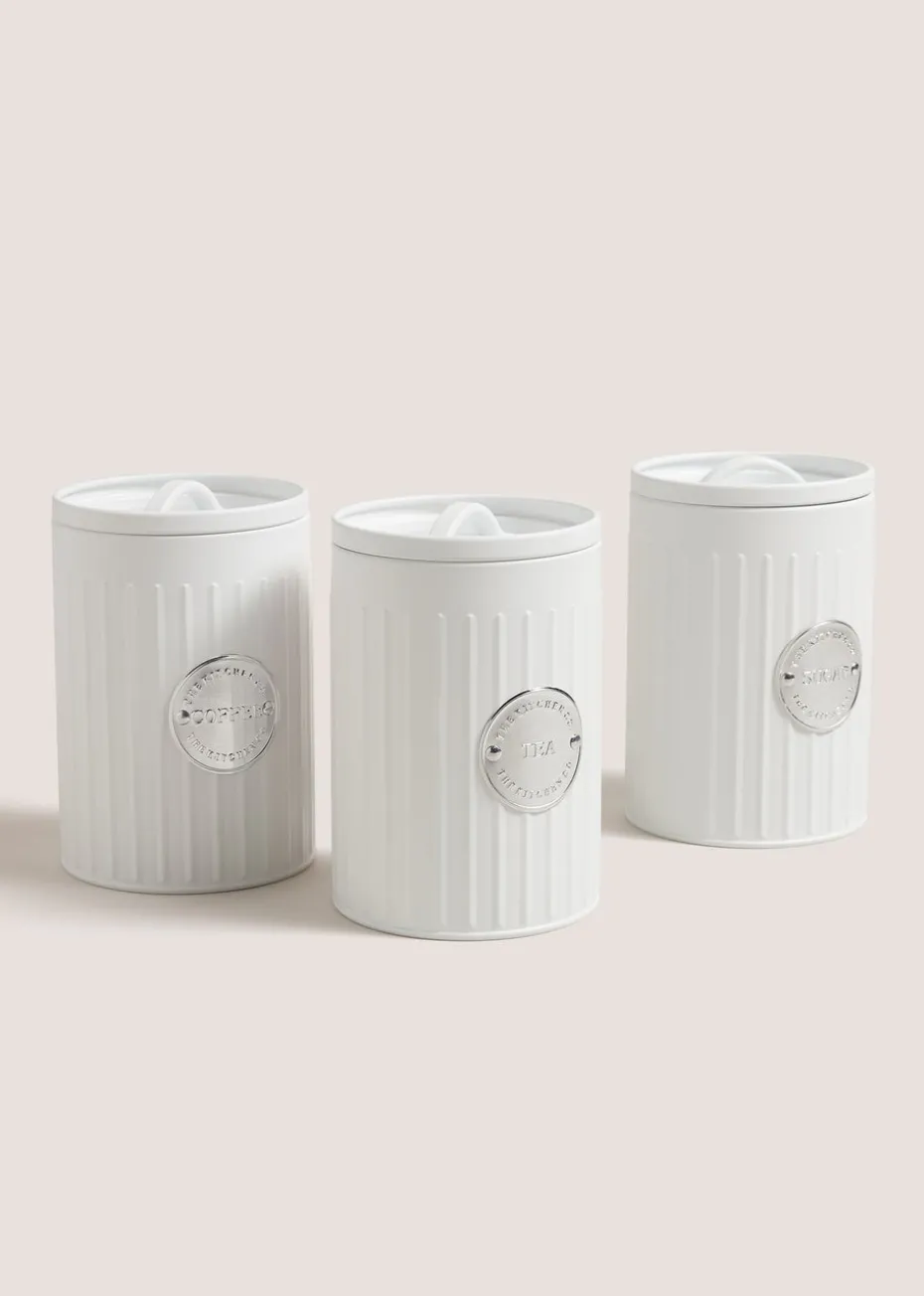 White Tea/Coffee/Sugar Canisters (16cm x 11cm)