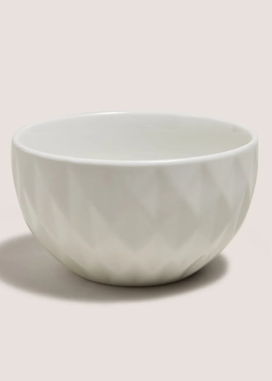 White Textured Side Bowl