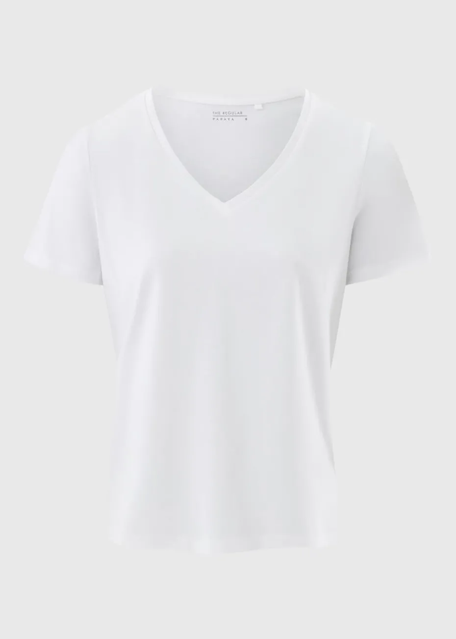White V-Neck Regular Fit T-Shirt
