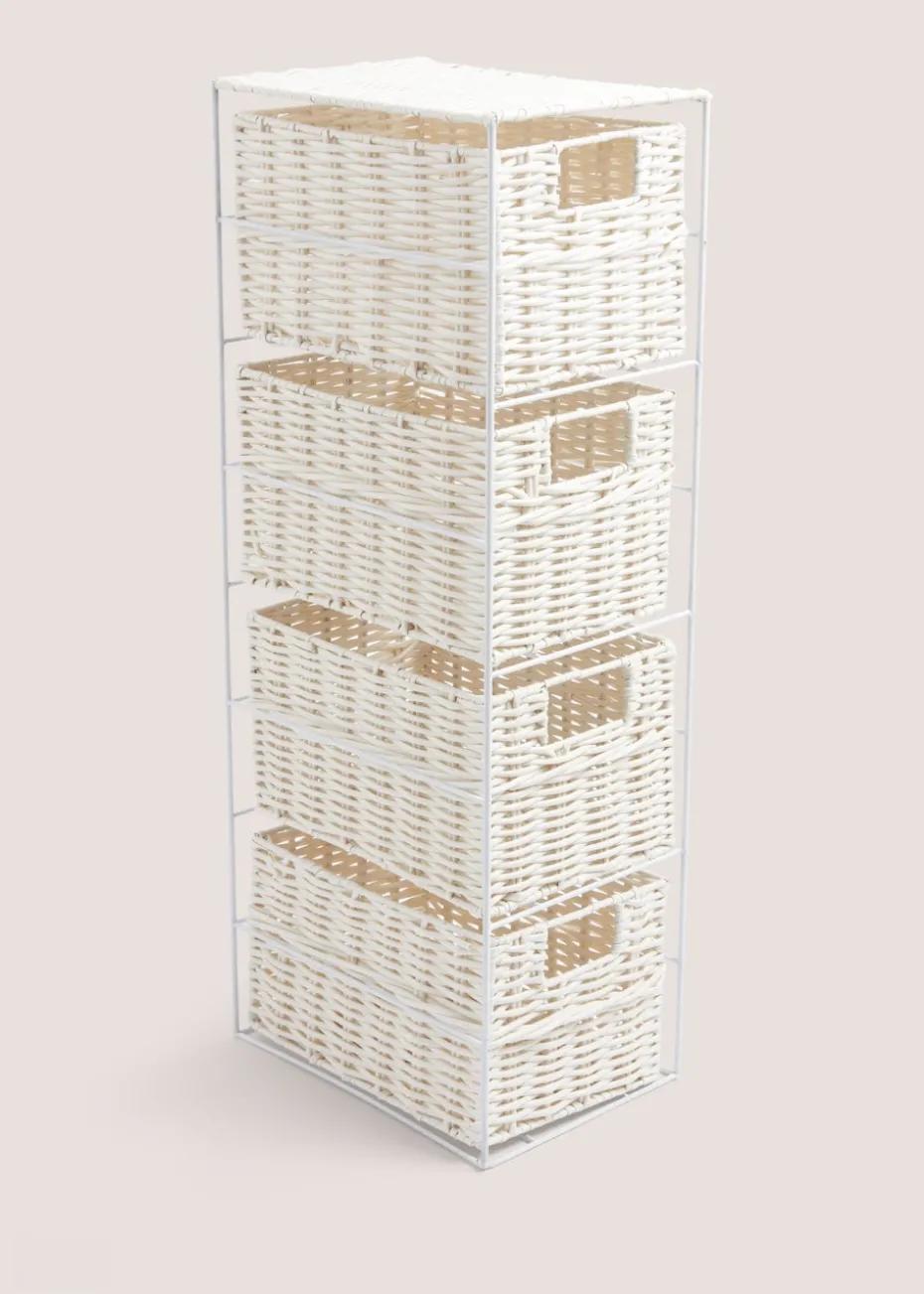White Woven Plastic Drawers