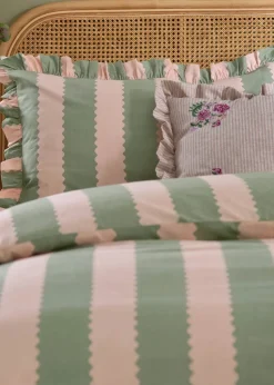 Wylder Birdie Stripe Ruffle Duvet Cover Set