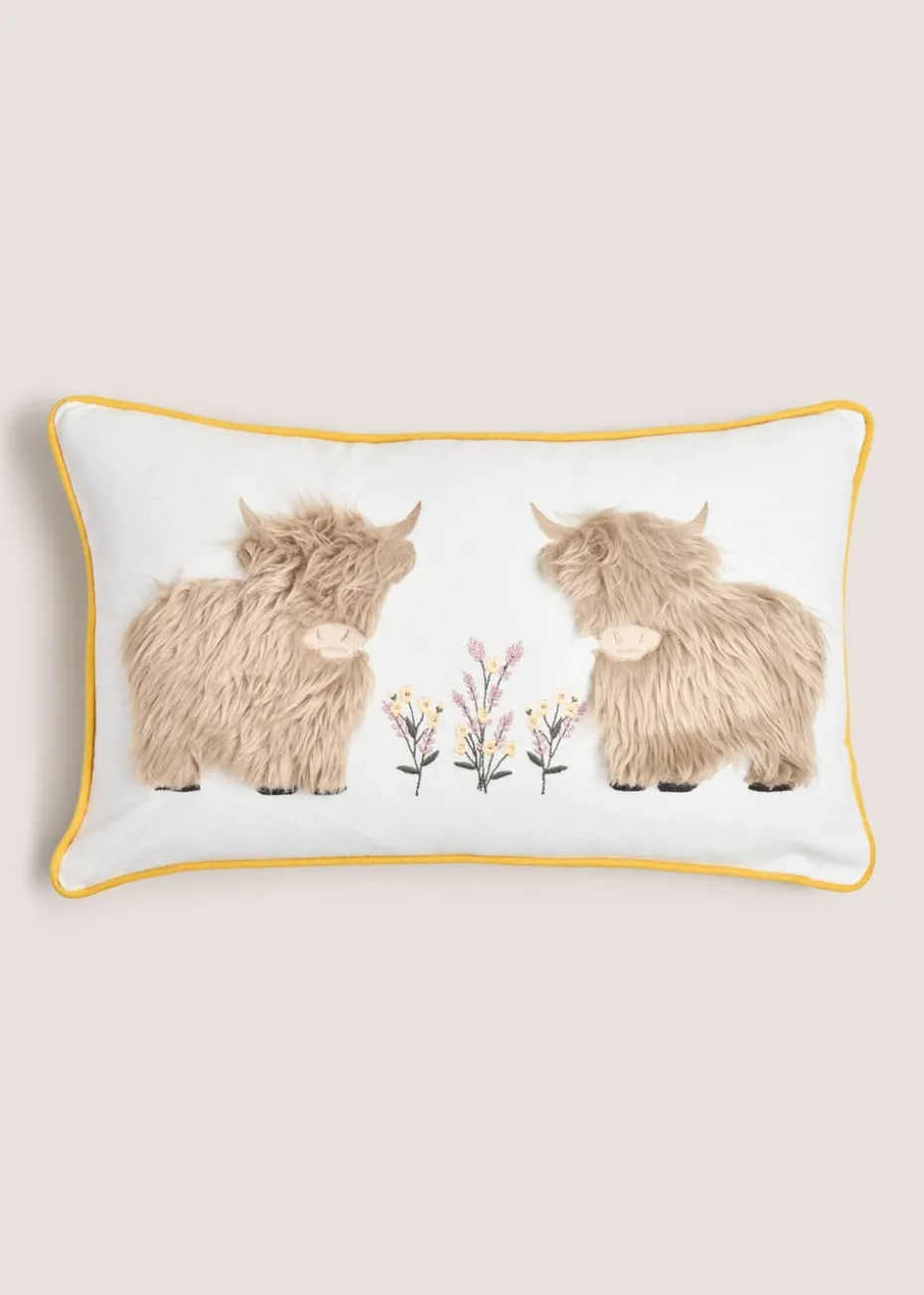 Yellow Fluffy Highland Cow Cushion