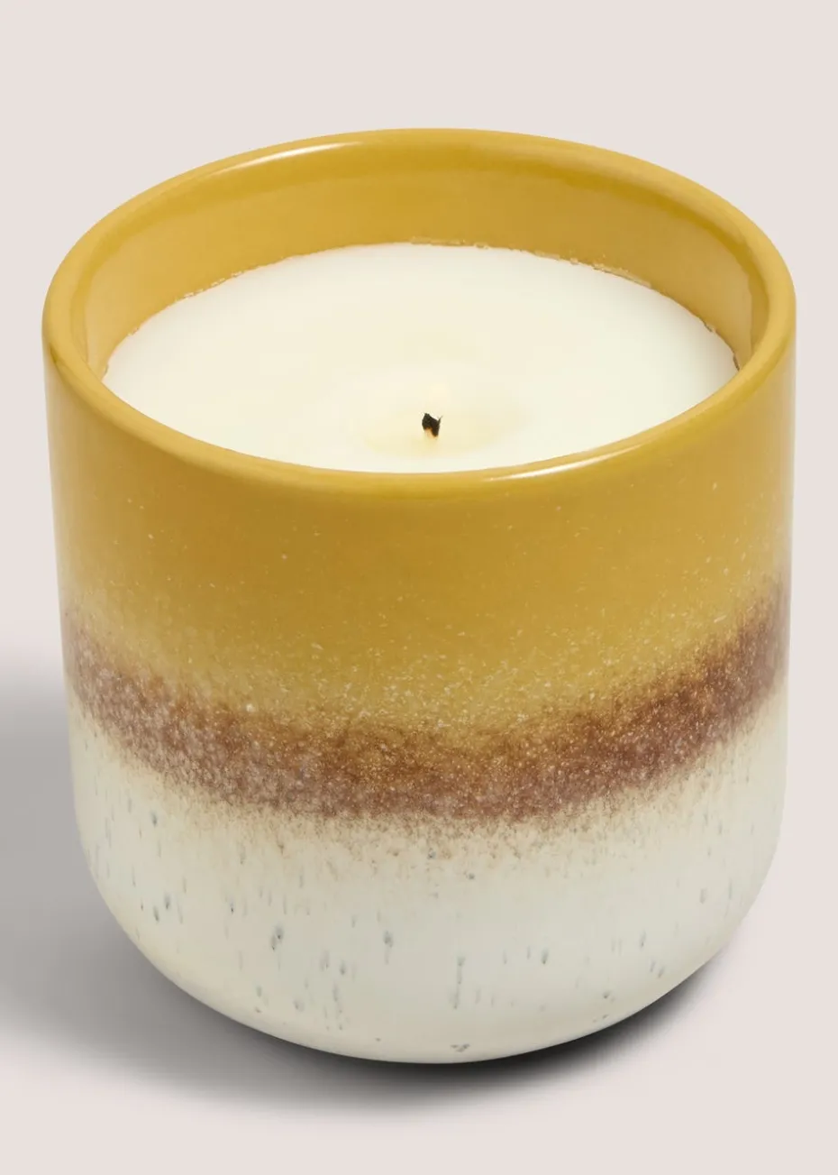 Yellow Reactive Glaze Candle