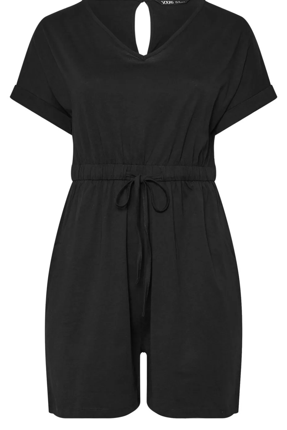 Yours Curve Black Cotton Keyhole Playsuit