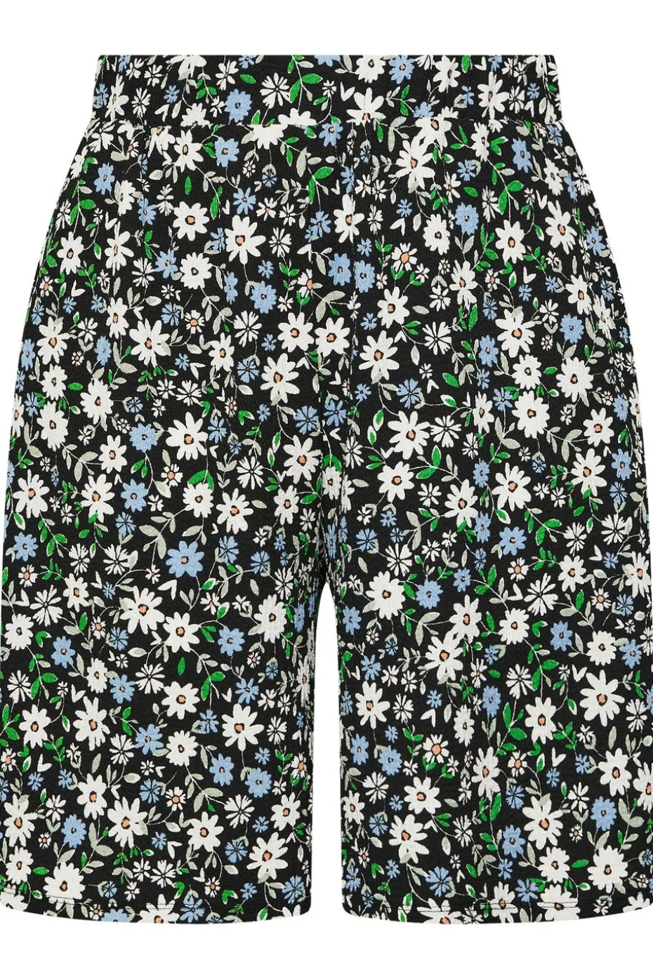 Yours Curve Black Ditsy Floral Textured Shorts