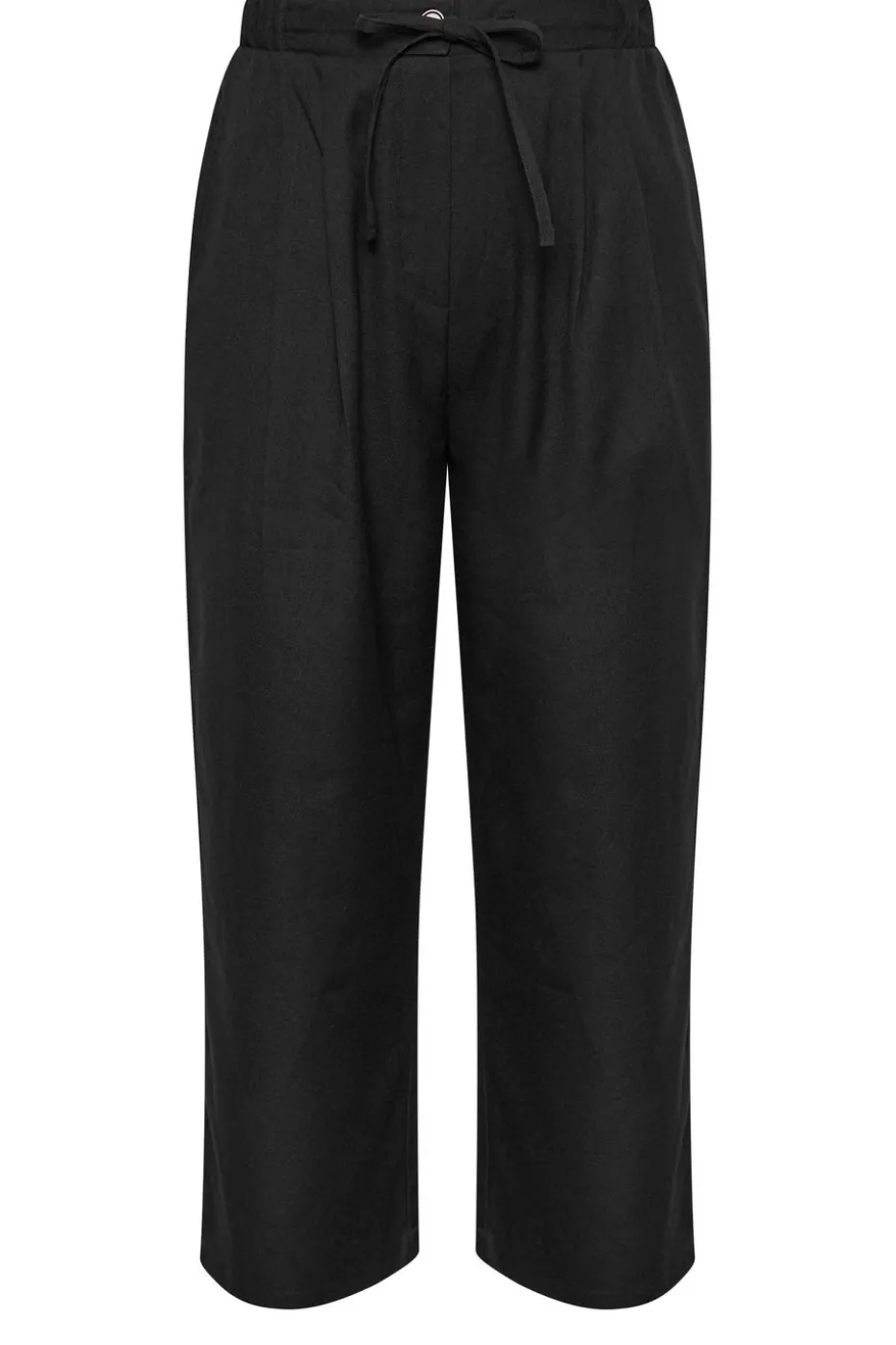 Yours Curve Black Drawstring Wide Leg Trousers