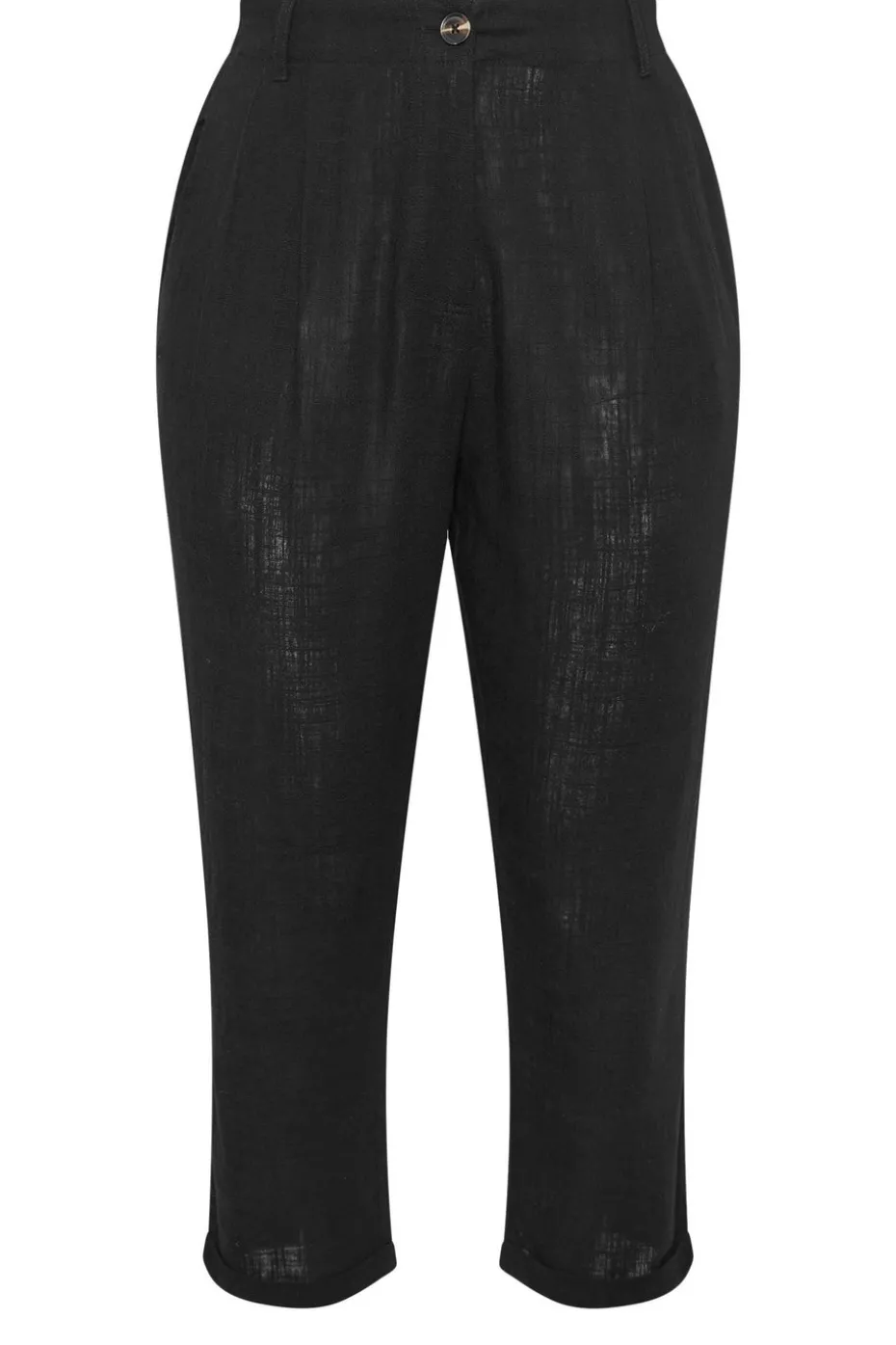 Yours Curve Black Formal Linen Trousers