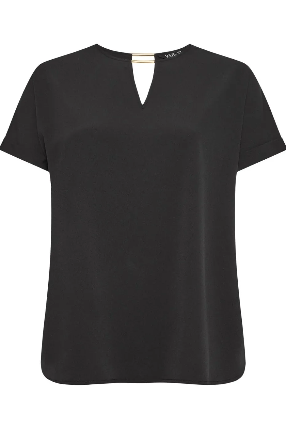 Yours Curve Black Notch Neck Blouse