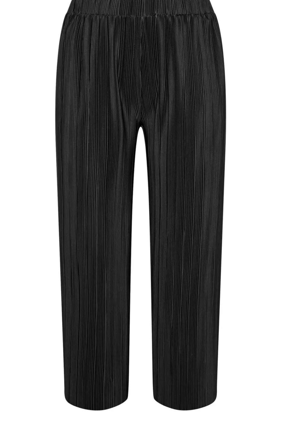 Yours Curve Black Plisse Wide Leg Trousers