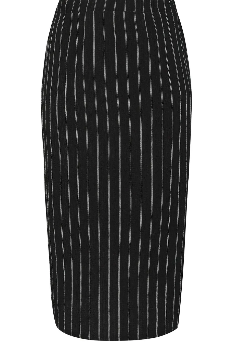 Yours Curve Black Textured Pinstripe Maxi Skirt
