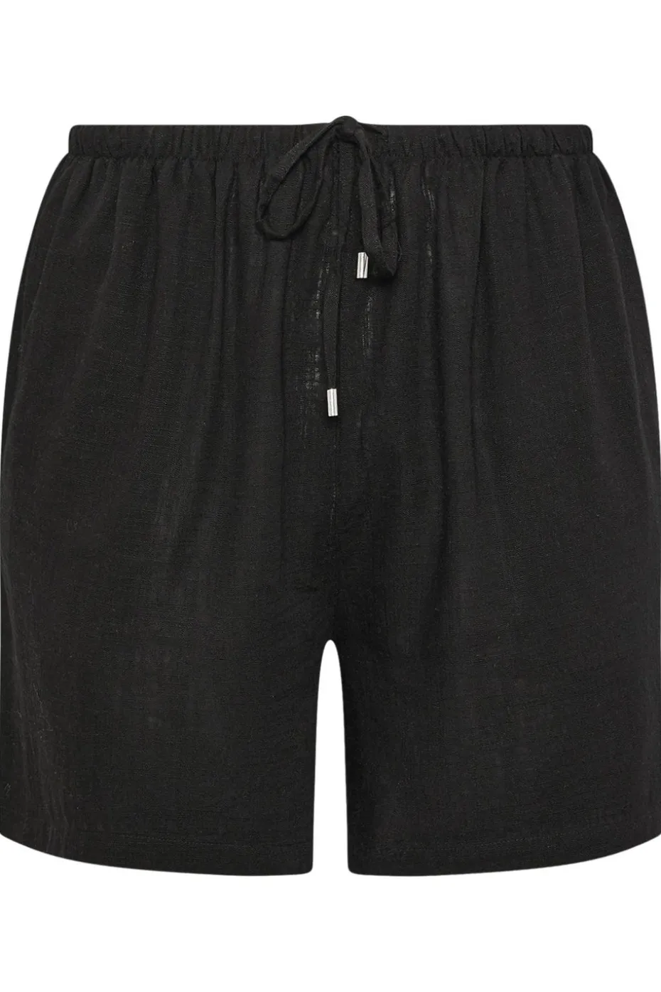 Yours Curve Black Tie Front Linen Shorts