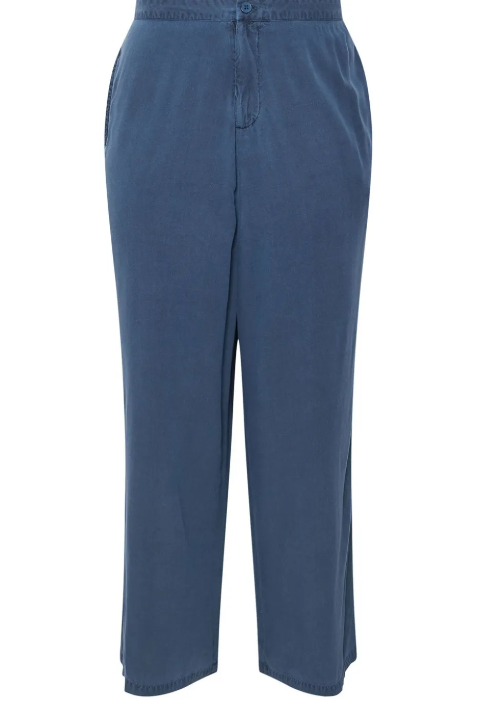 Yours Curve Blue Wide Leg Chambray Trousers