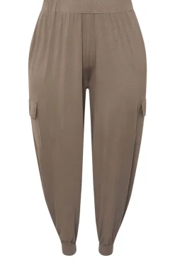 Yours Curve Brown Cargo Harem Joggers