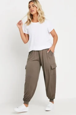 Yours Curve Brown Cargo Harem Joggers
