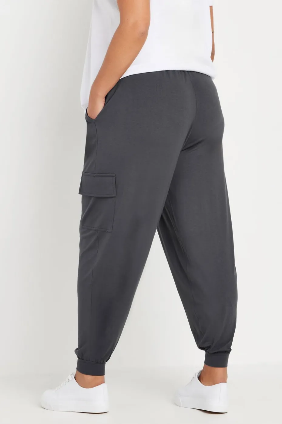 Yours Curve Charcoal Grey Cargo Harem Joggers