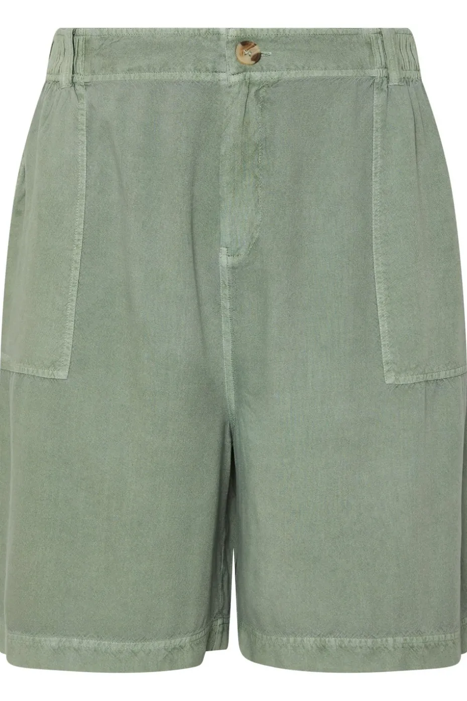 Yours Curve Green Chambray Pull On Shorts