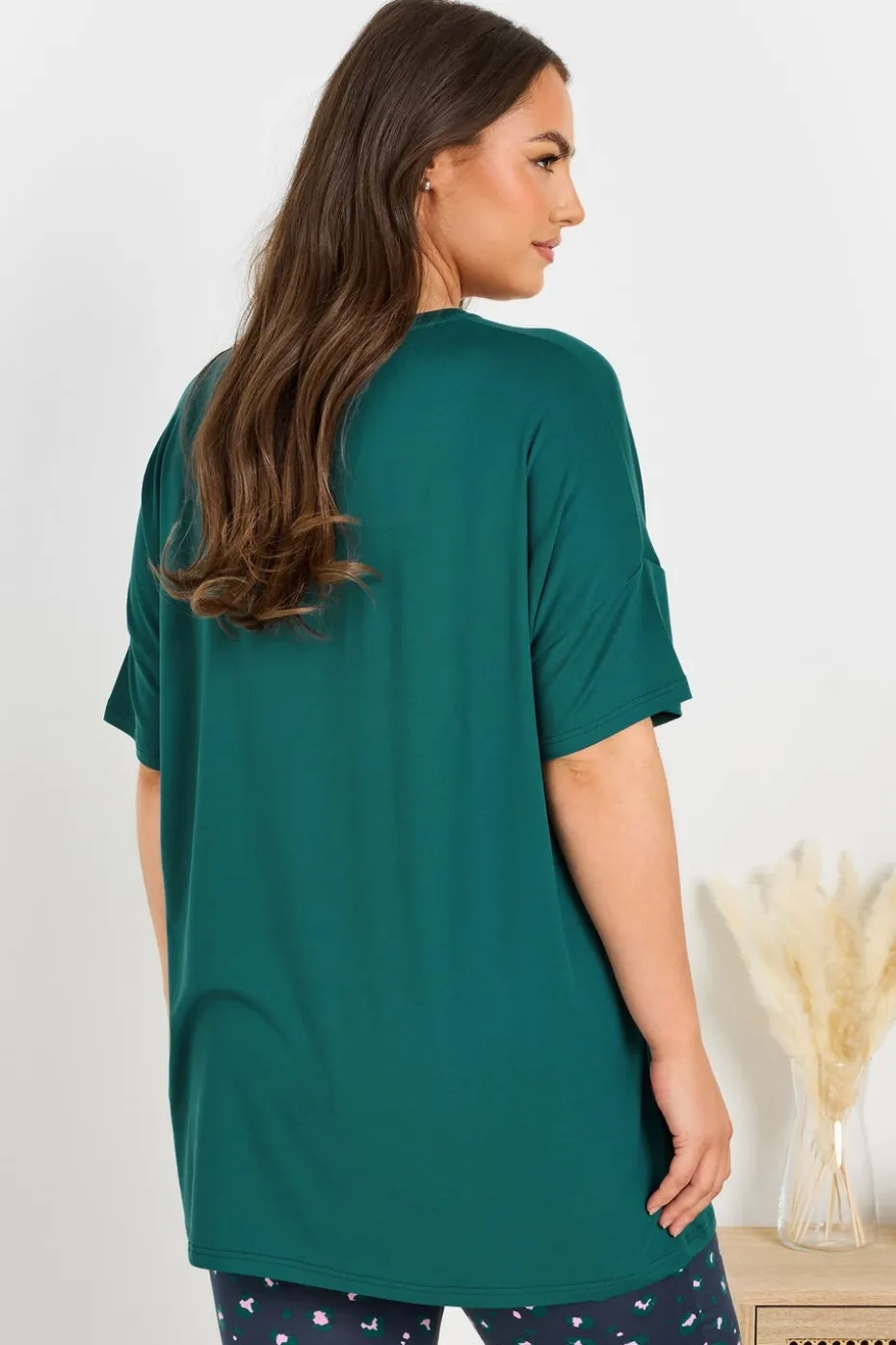 Yours Curve Green Long Live The Weekend Soft Touch Pyjama Top