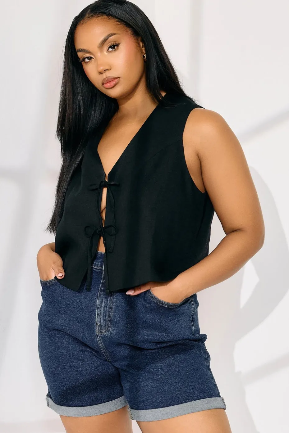 Yours Curve Indigo Blue Turn Up Stretch Denim Mom Shorts