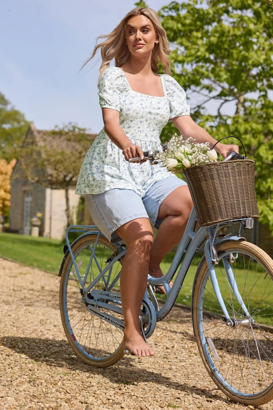 Yours Curve Light Blue Denim Bermuda Shorts