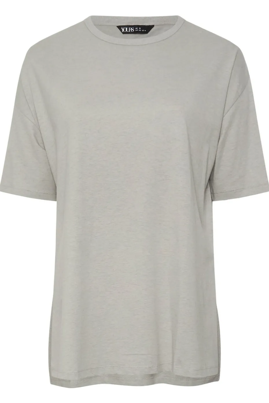 Yours Curve Light Grey Oversized Side Split T-Shirt