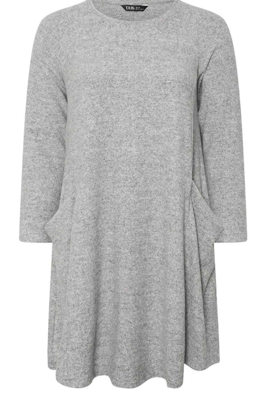 Yours Curve Light Grey Soft Touch Pocket Swing Dress