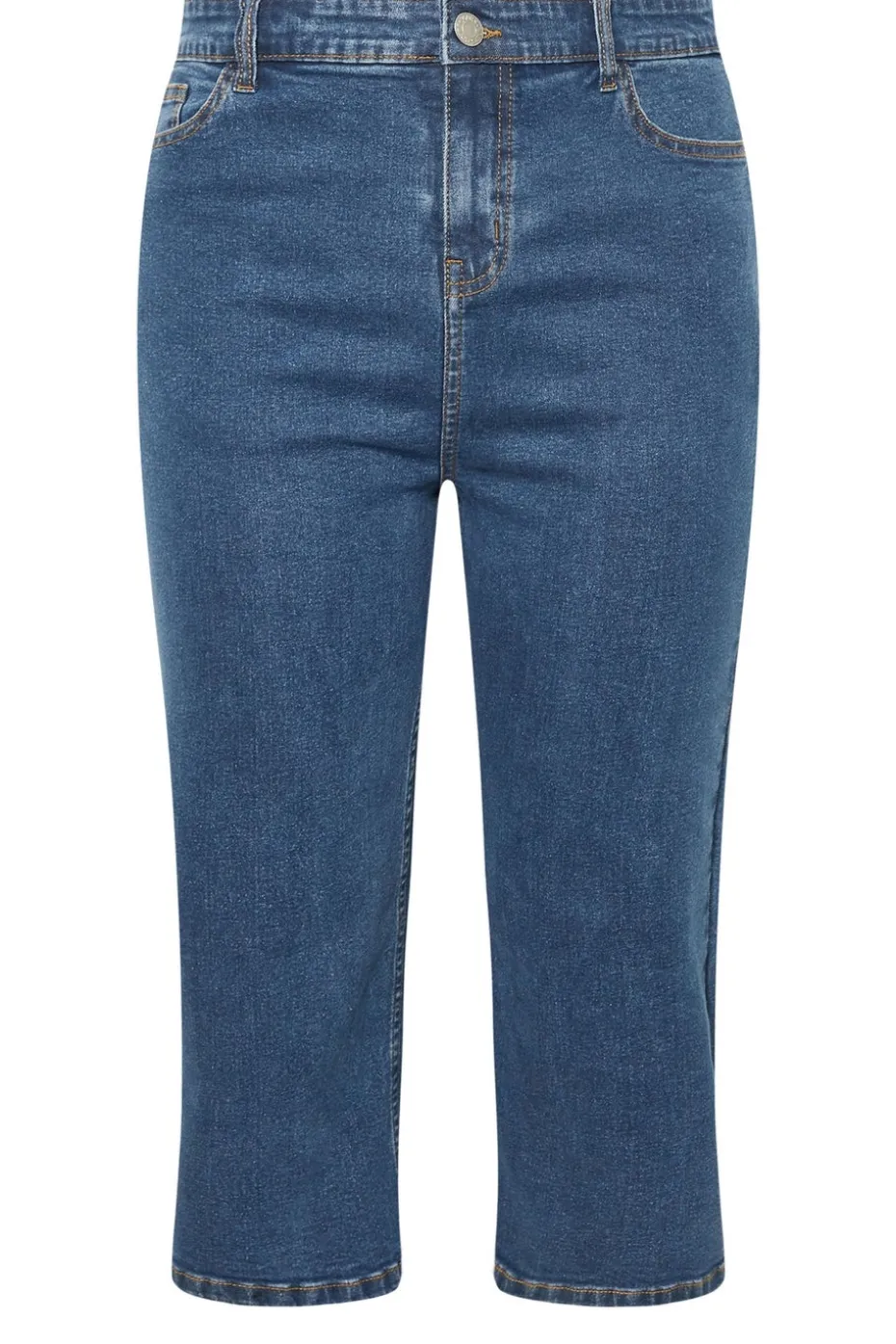 Yours Curve Mid Blue Wide Leg Cropped Denim Jeans