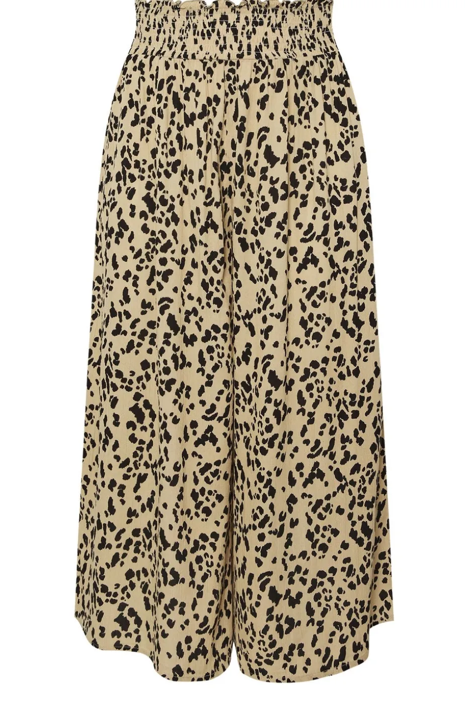 Yours Curve Natural Brown Leopard Print Shirred Midaxi Culottes