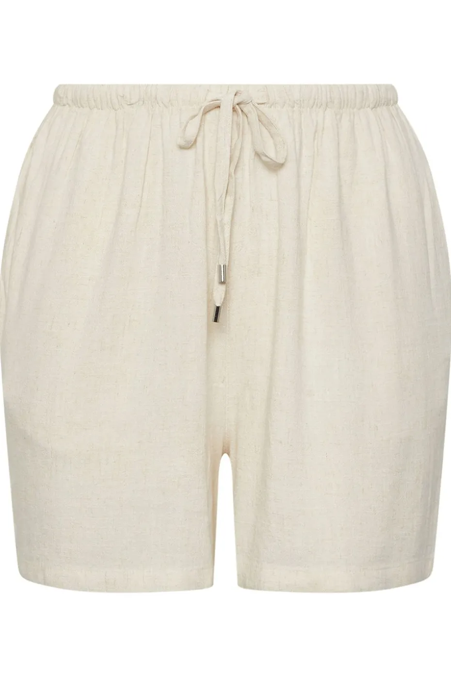 Yours Curve Natural Brown Tie Front Linen Shorts