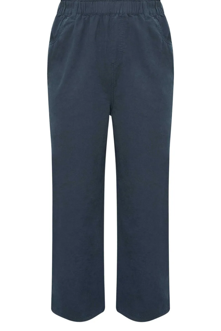 Yours Curve Navy Blue Cool Cotton Wide Leg Trousers