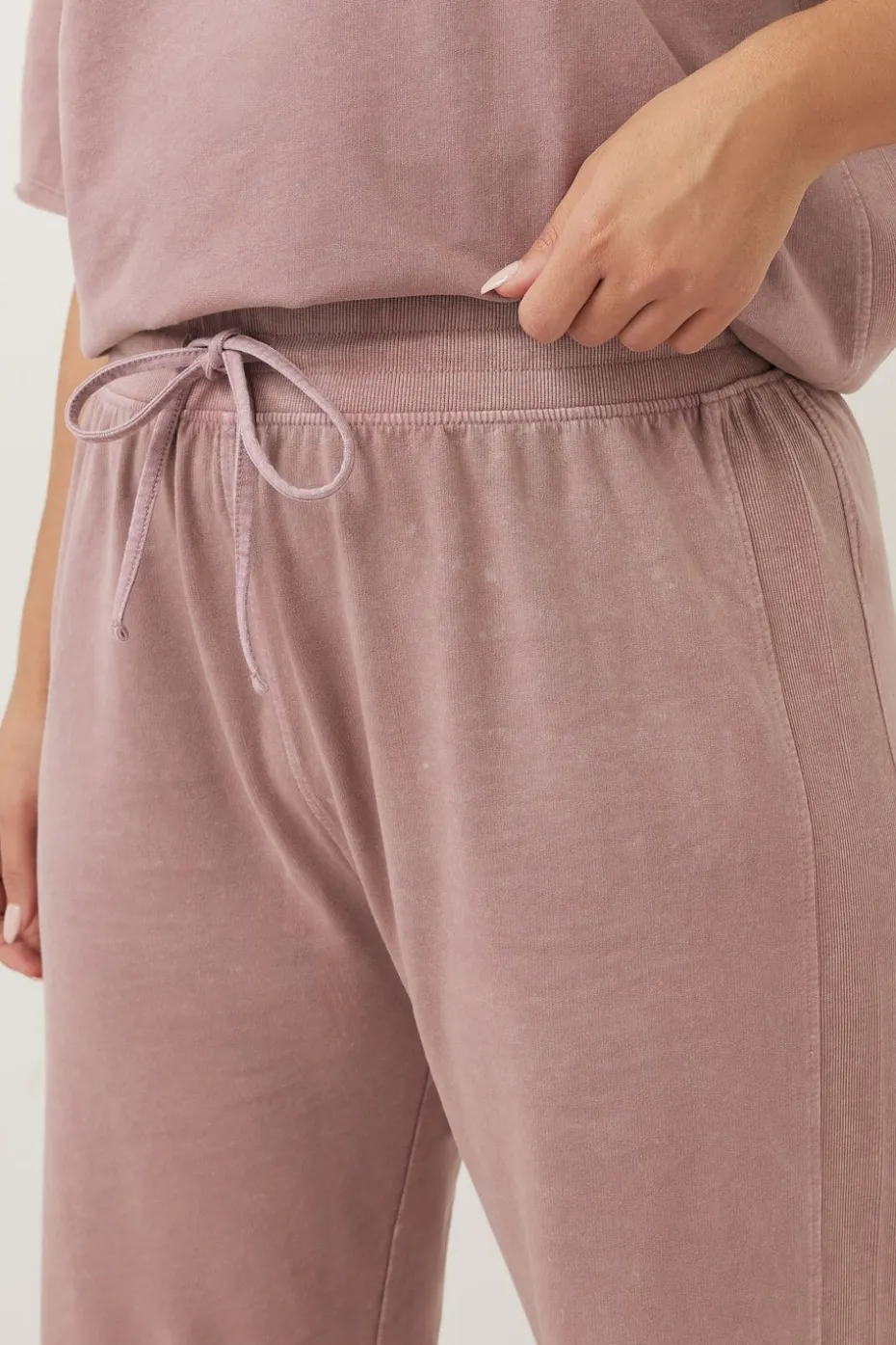 Yours Curve Pink Acid Wash Wide Leg Joggers