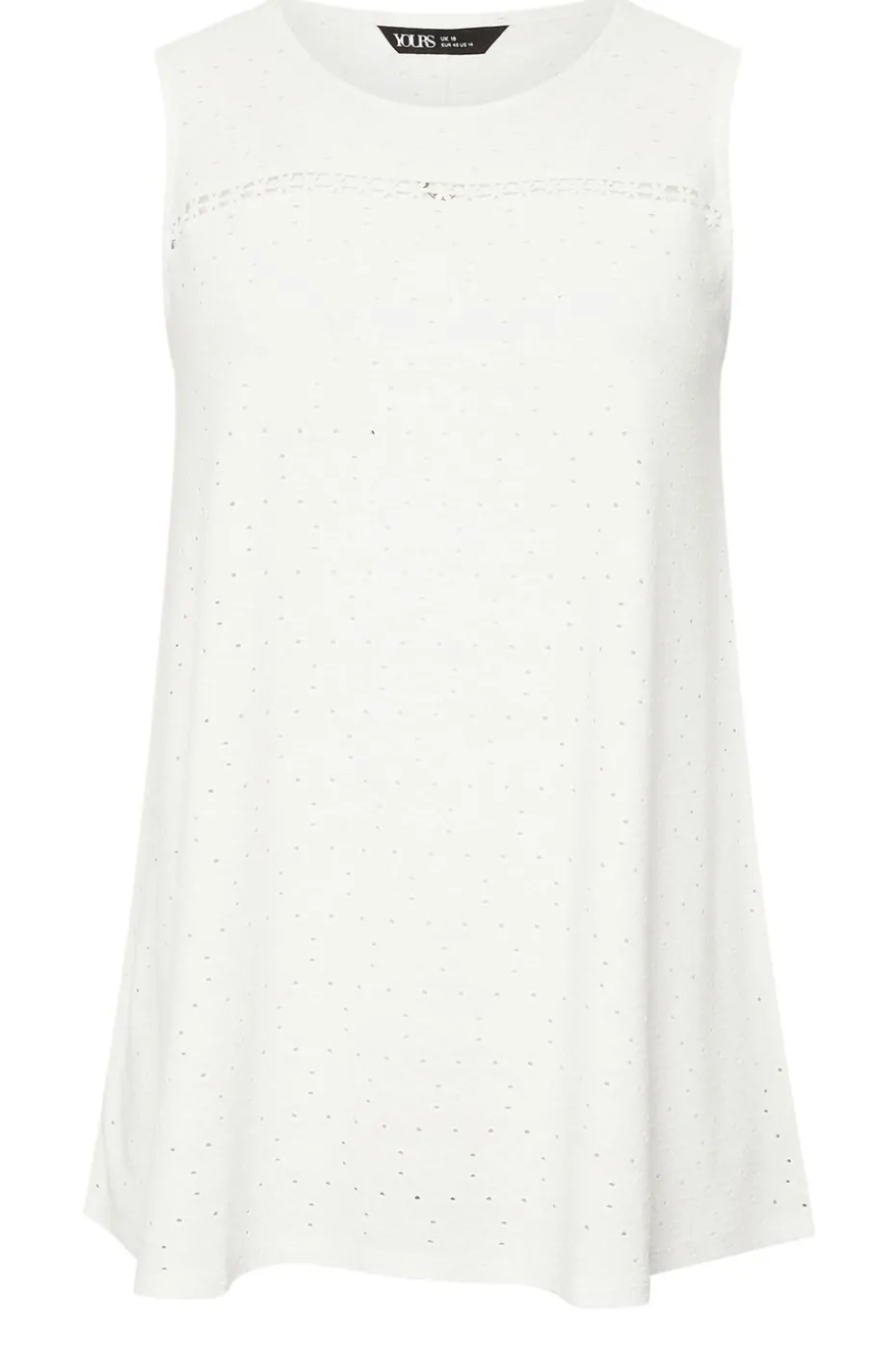 Yours Curve White Floral Broderie Anglaise Vest Top