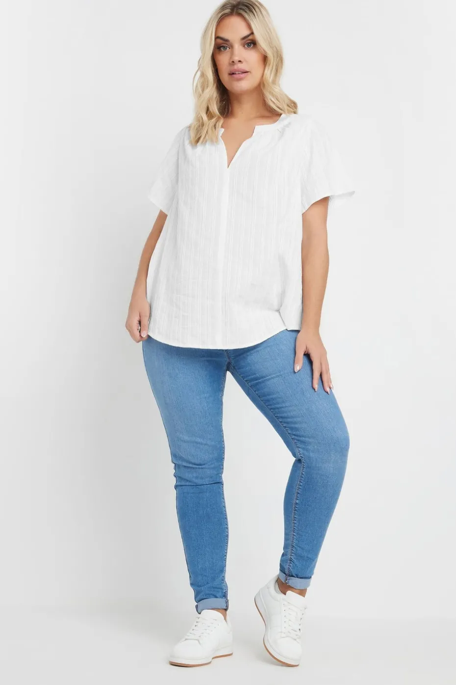 Yours Curve White Short Sleeve Cotton Blouse