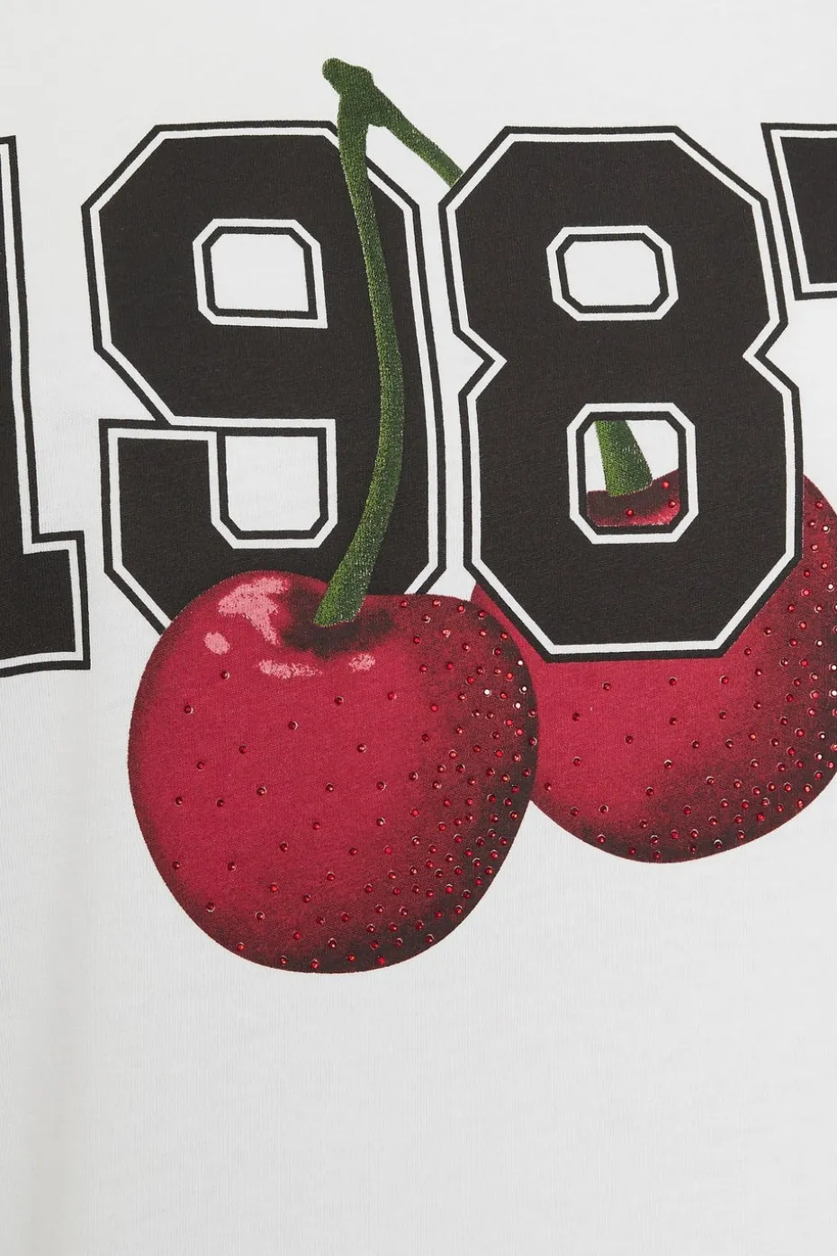 Yours Curve White '1987' Cherry Print T-Shirt
