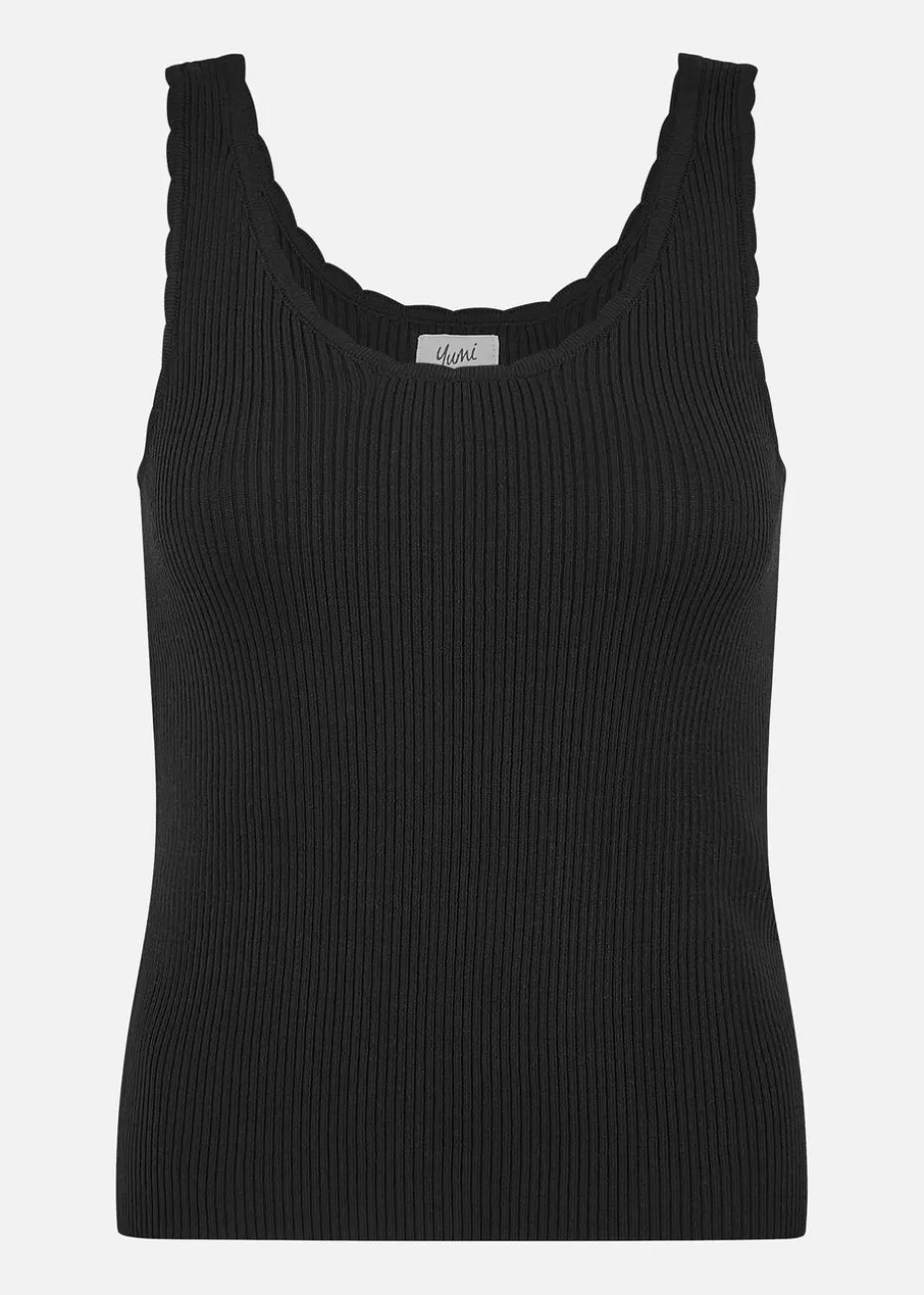 Yumi Black Fine Knit Vest Top