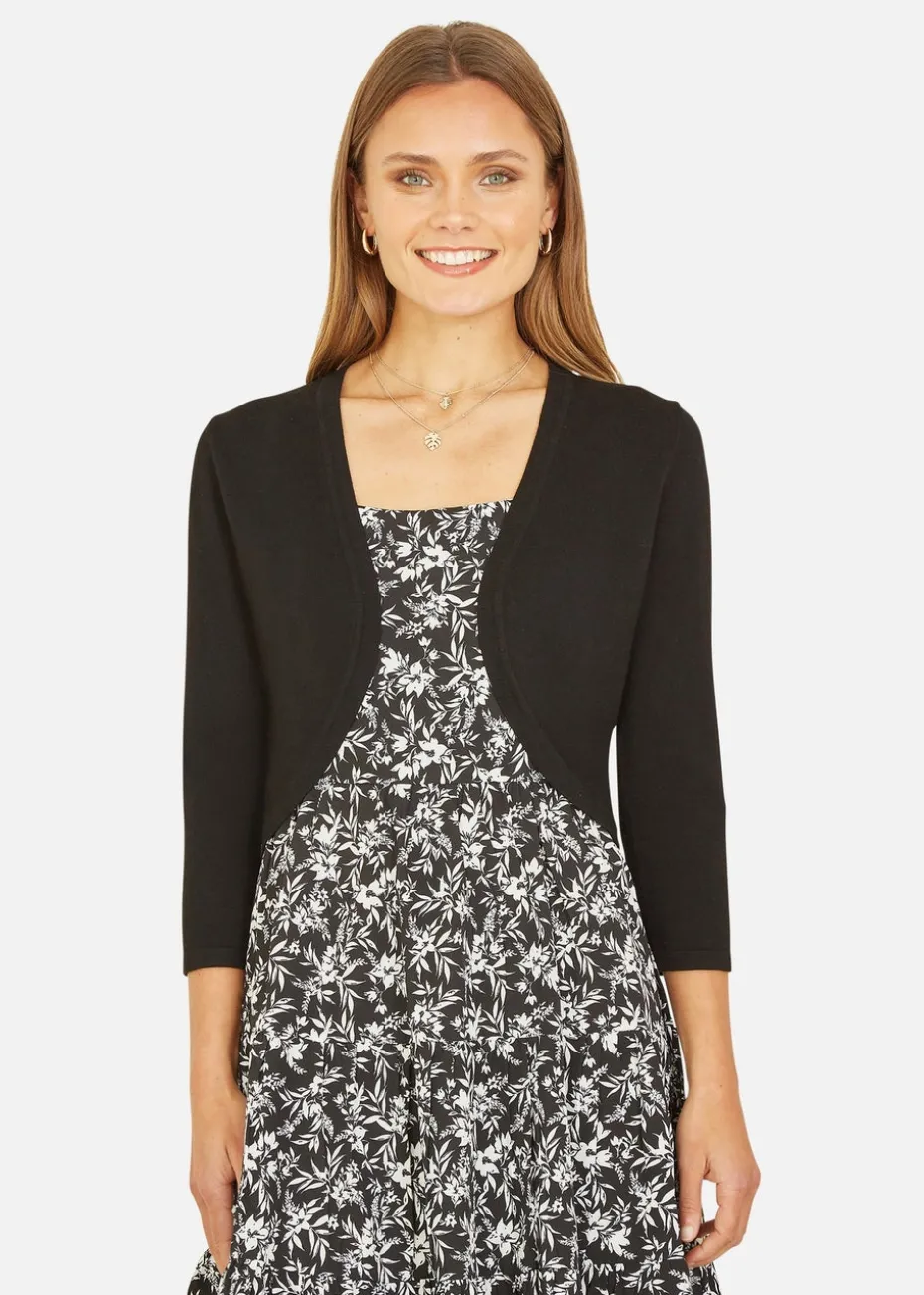 Yumi Black Knitted Curve Bolero