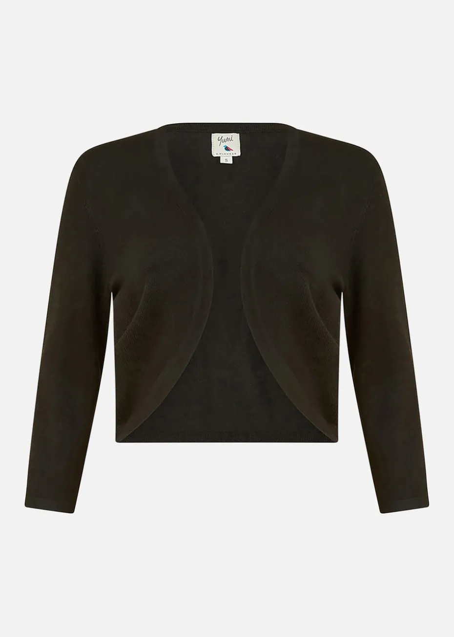 Yumi Black Knitted Curve Bolero