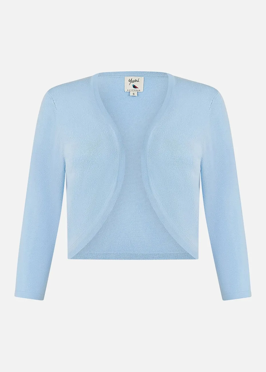 Yumi Blue Knitted Curve Bolero