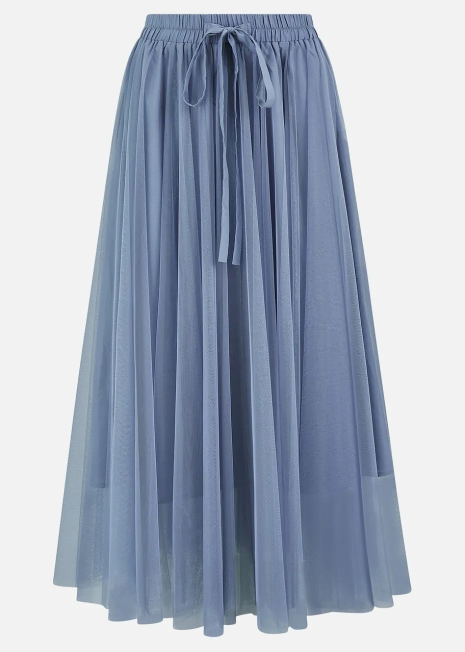 Yumi Blue Mesh Tulle Skirt