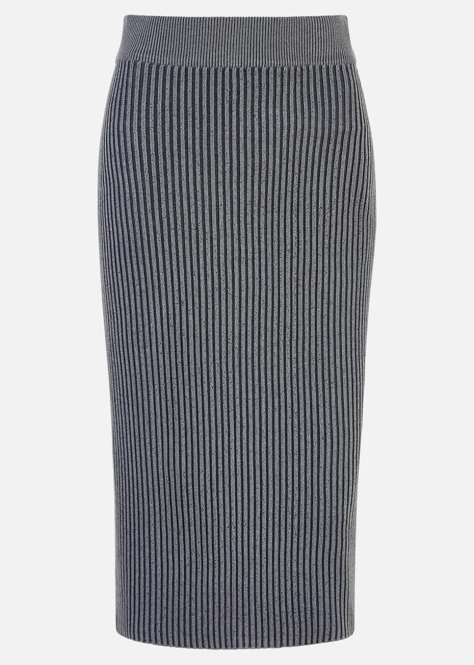 Yumi Blue Ribbed Knitted Skirt