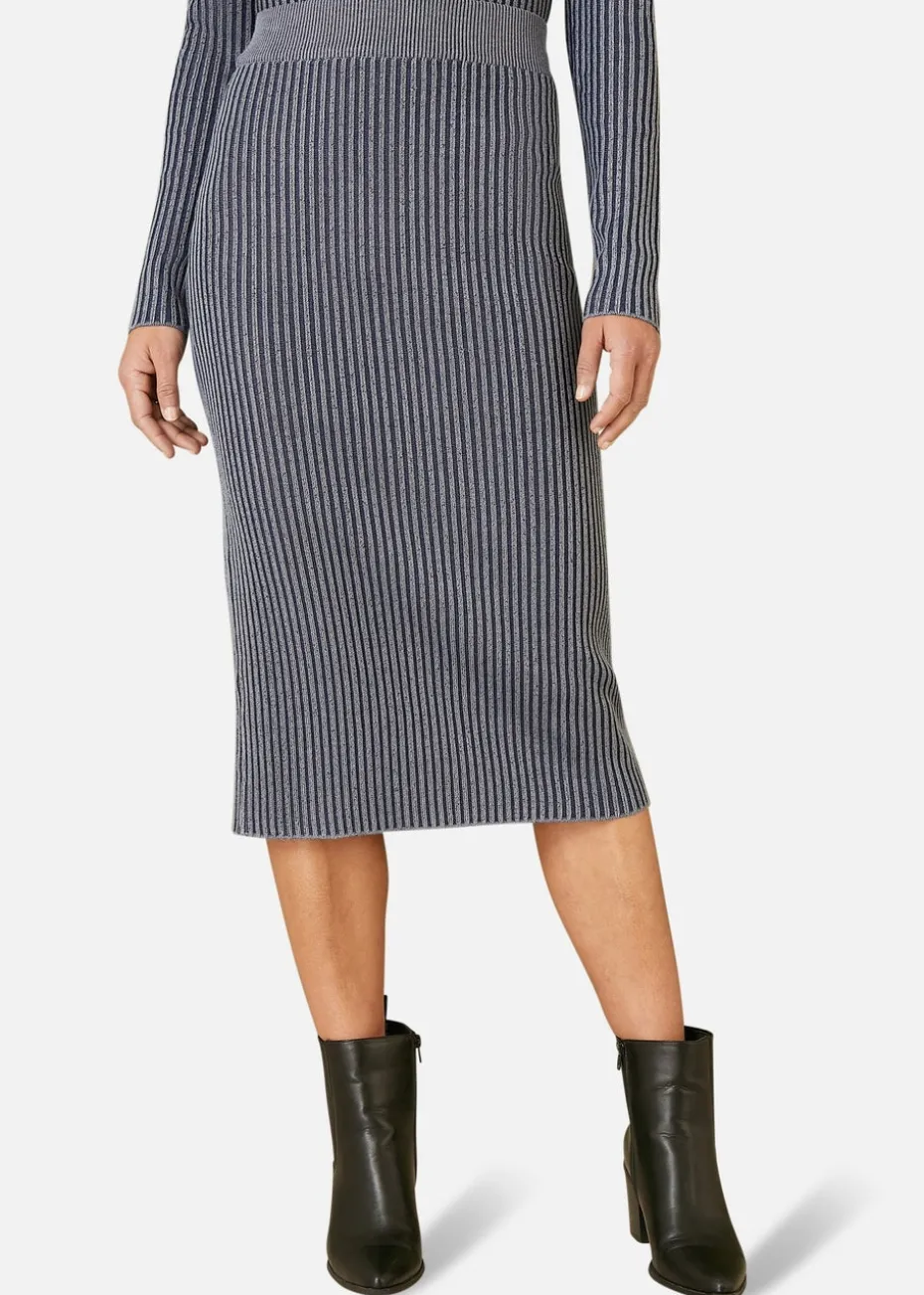 Yumi Blue Ribbed Knitted Skirt