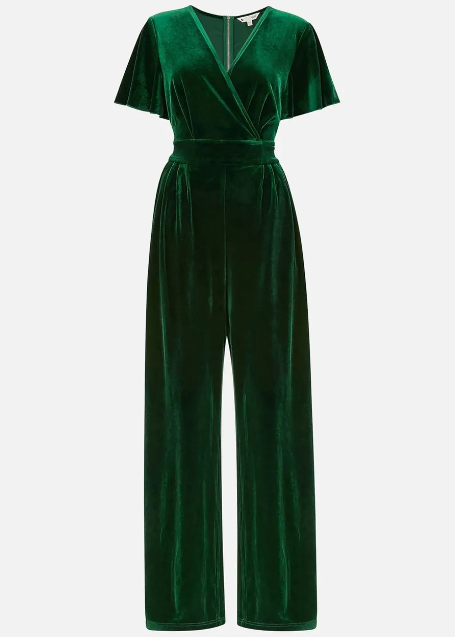 Yumi Green Jumpsuit With Angel Sleeves