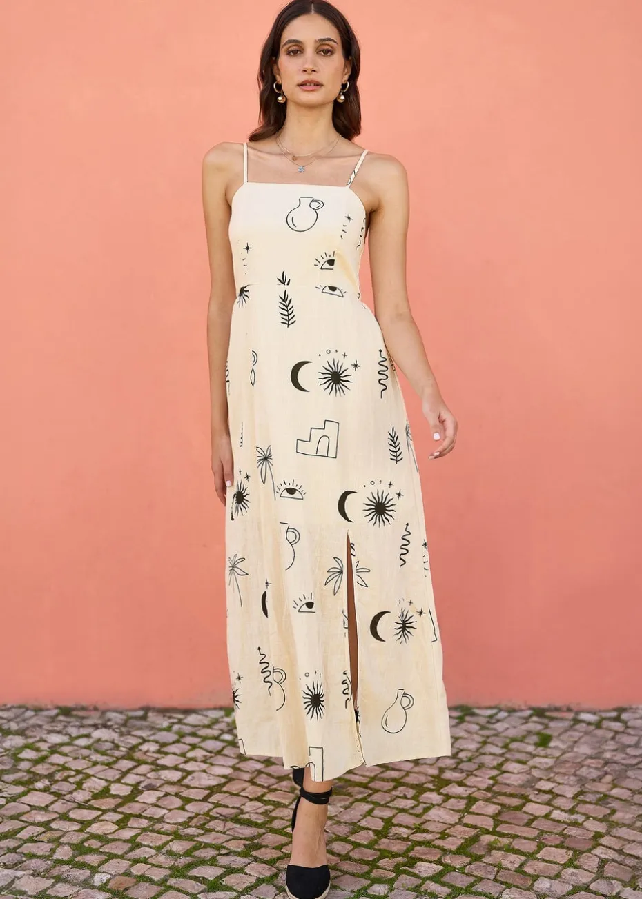 Yumi Ivory Mystic Print Midi Sundress