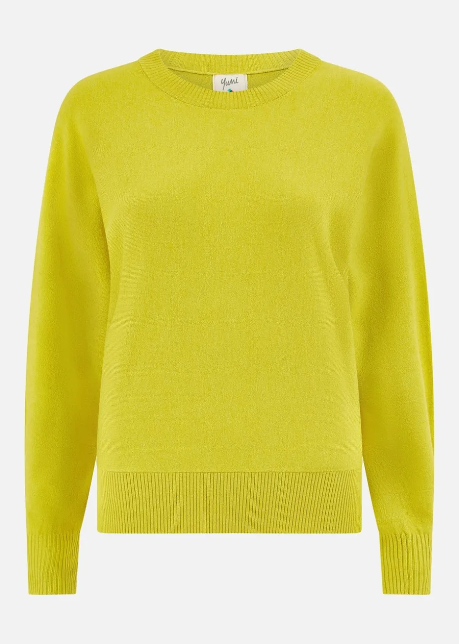 Yumi Lime Knitted Batwing Jumper
