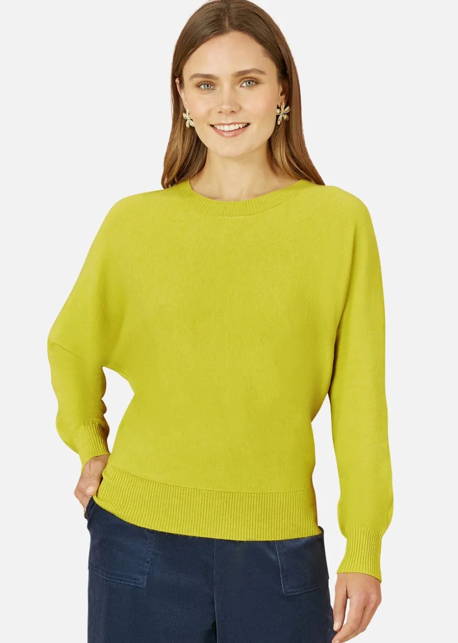 Yumi Lime Knitted Batwing Jumper