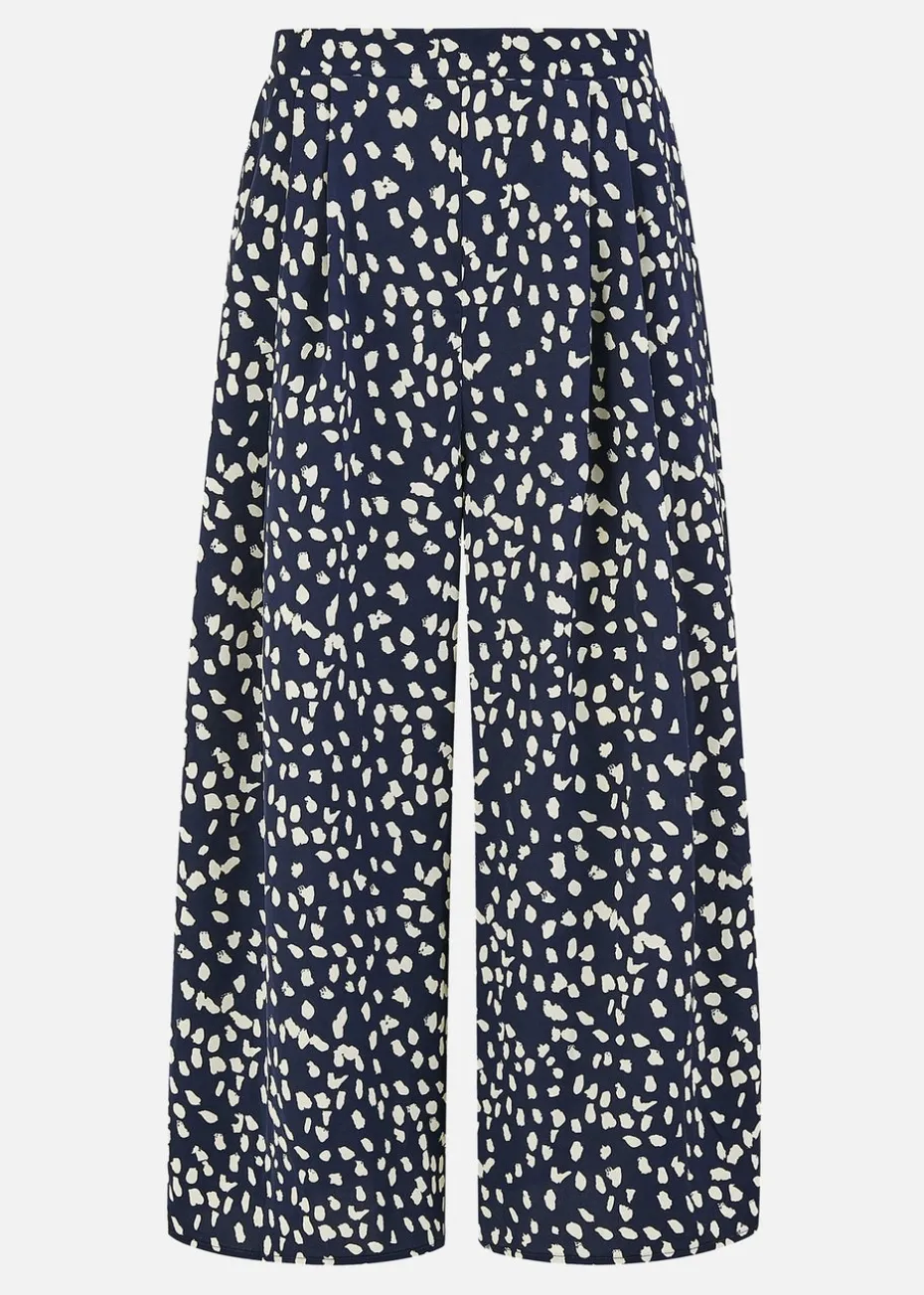 Yumi Navy Dash Print Culottes