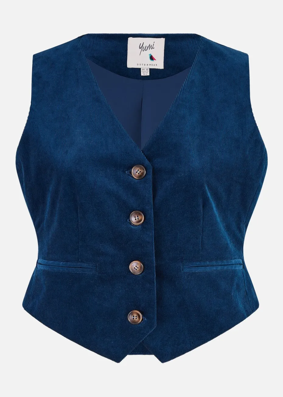 Yumi Teal Cord Waistcoat